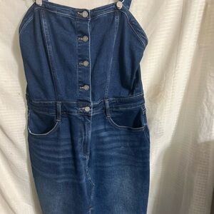 Blakeley Dark Blue Denim Sleeveless Romper Dress 1X